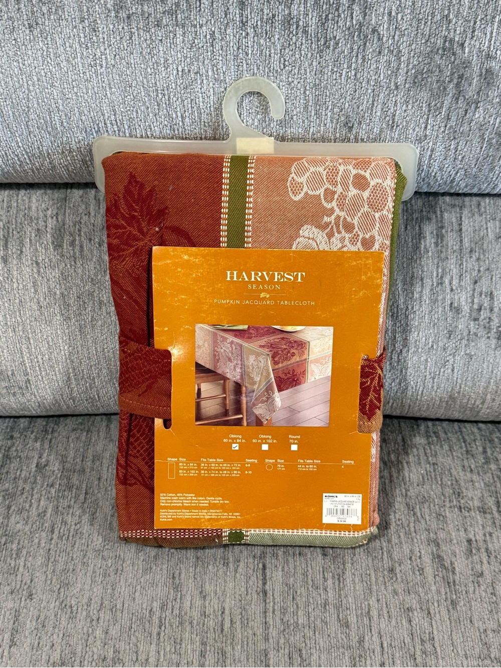 Pumpkin Jacquard Tablecloth in Rust Orange